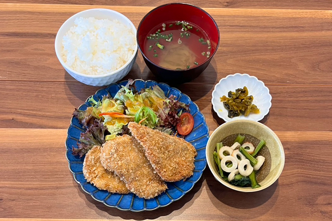 ヒレカツ定食。富山県砺波市の定食・居酒屋サンタス食堂のフードメニュー。